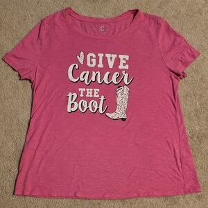 Catos Pink Give Cancer The Boot Tee W Boot Breast Cancer Awareness